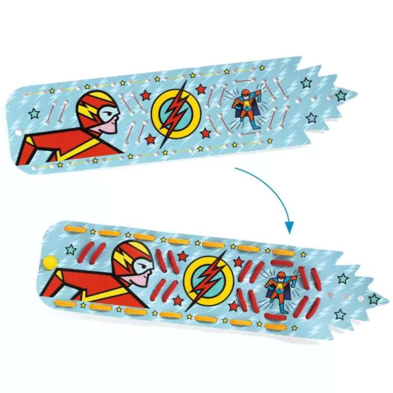 Djeco Décoration Enfants<4 Bracelets De Force A Creer "Super Pouvoirs" Diy 7978