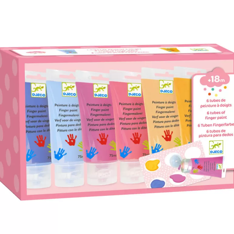 Djeco Feutres Et Gouaches<6 Tubes De Peinture A Doigts Pour Enfant - Couleurs "Sweet" 9000