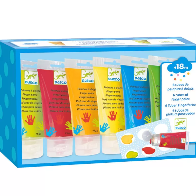 Djeco Feutres Et Gouaches<6 Tubes De Peinture A Doigts Pour Enfant 8860