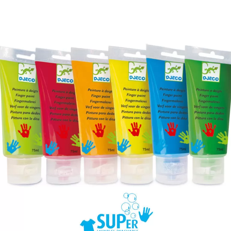 Djeco Feutres Et Gouaches<6 Tubes De Peinture A Doigts Pour Enfant 8860