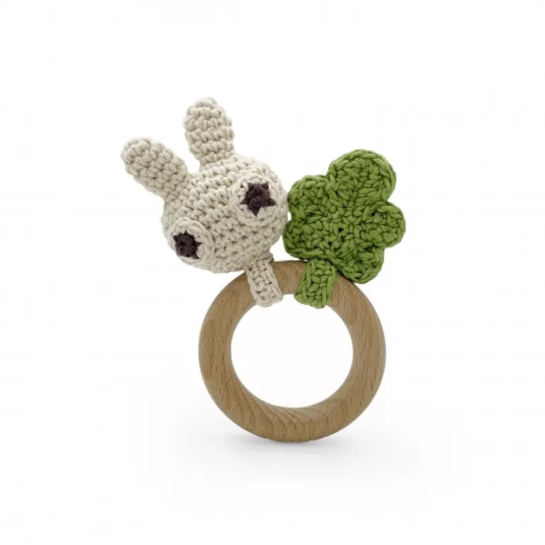 MyuM Jouets D'éveil En Tissu<Anneau De Dentition "Pinpin Le Lapin" Hochet En Crochet En Coton Bio