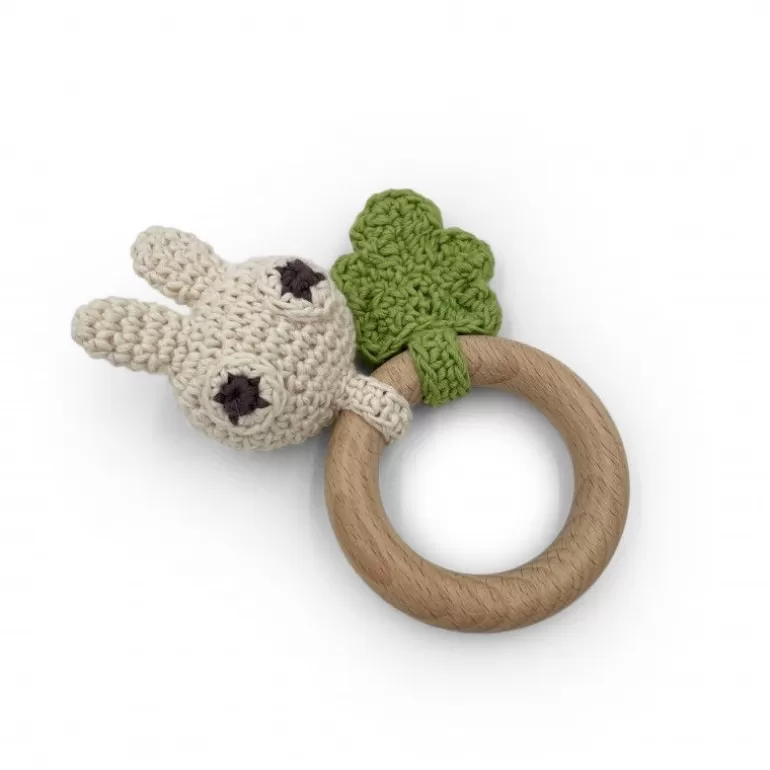 MyuM Jouets D'éveil En Tissu<Anneau De Dentition "Pinpin Le Lapin" Hochet En Crochet En Coton Bio