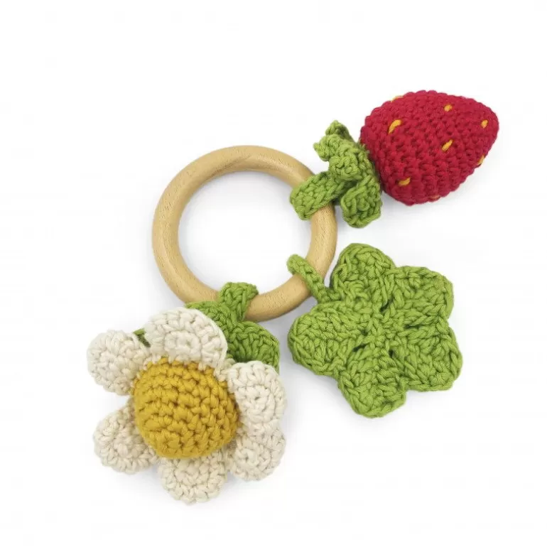 MyuM Jouets D'éveil En Tissu<Anneau De Dentition "Printemps" Hochet En Crochet En Coton Bio The Veggy Toys