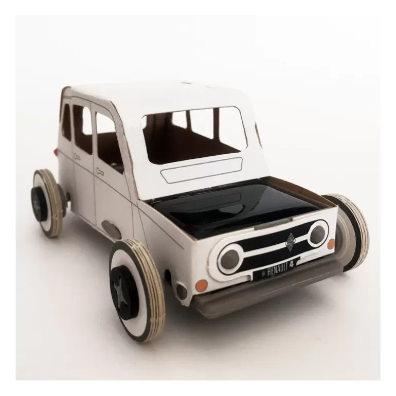 LITOGAMI Litogami, Petits Jouets Solaires<Autogami Renault 4L Blanche, Voiture Solaire