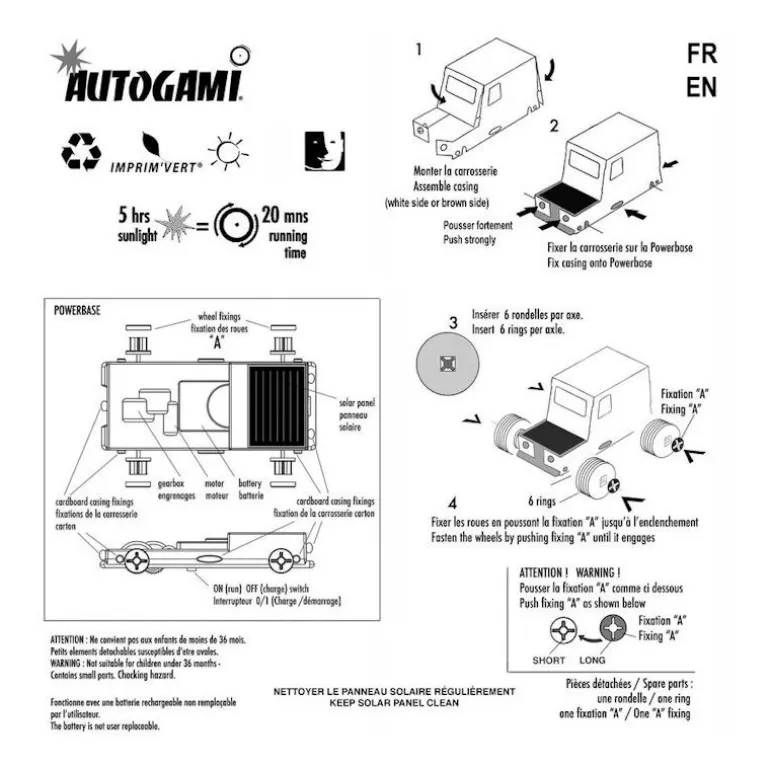 LITOGAMI Litogami, Petits Jouets Solaires<Autogami Renault 4L 'Parisienne', Voiture Solaire