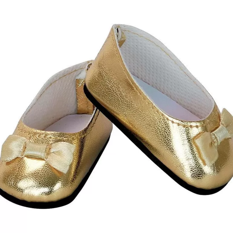 Petitcollin Poupées, Peluches<Ballerines Dorees Avec Noeud Pour Poupées De 39 A 48 Cm