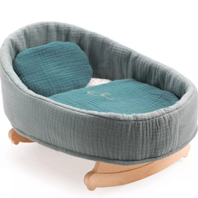 Djeco Poupées, Peluches<Berceau À Bascule En Bois "Blue Dream" Pour Poupee Pomea De 7848