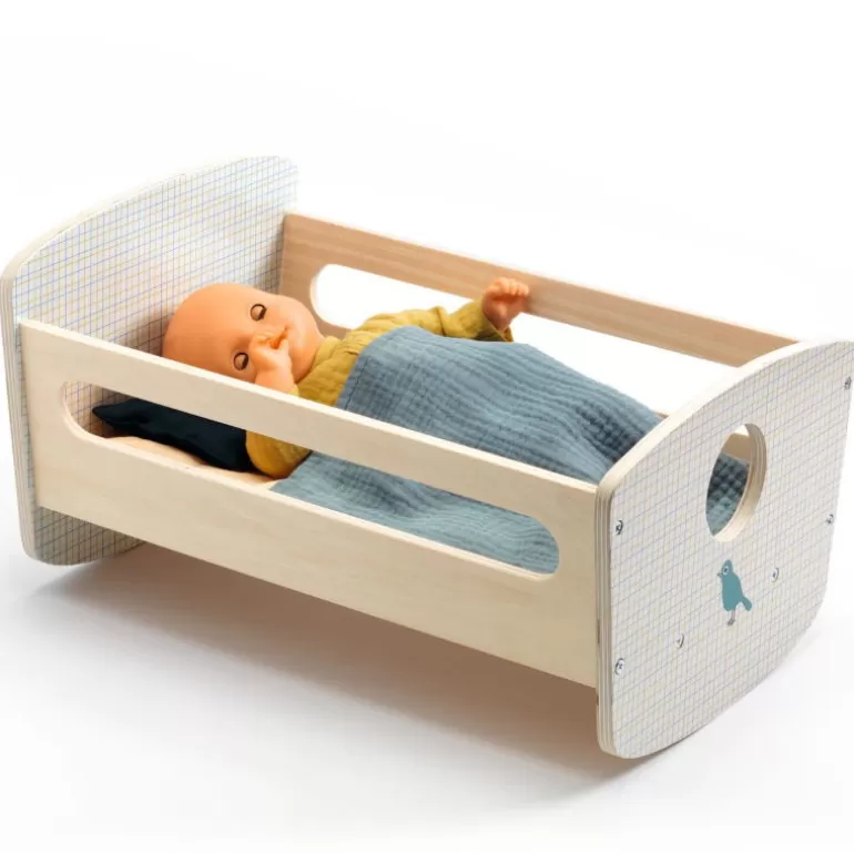 Djeco Poupées, Peluches<Berceau En Bois "Blue Night" Accessoire Pour Poupee Pomea De 7862