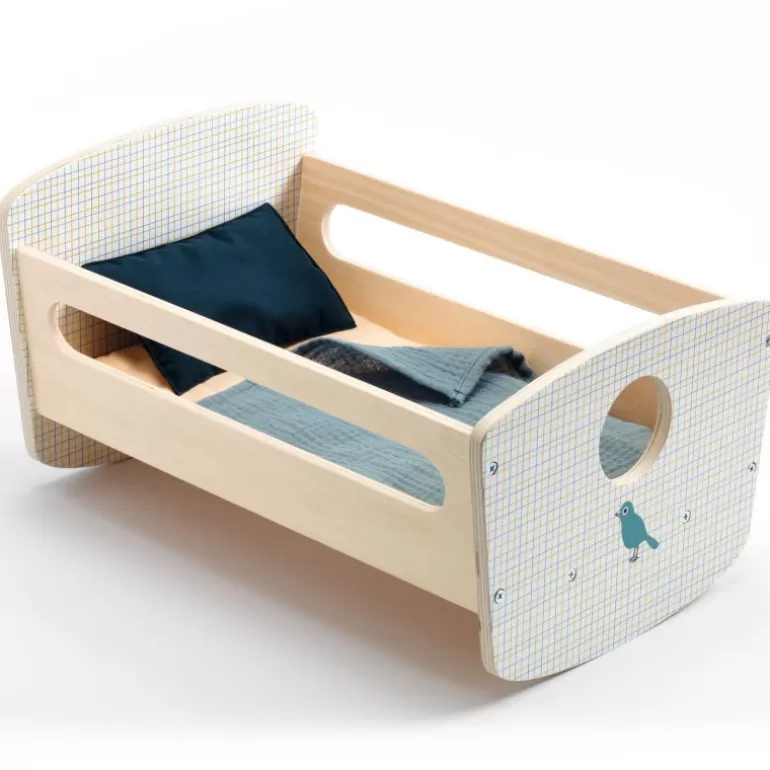 Djeco Poupées, Peluches<Berceau En Bois "Blue Night" Accessoire Pour Poupee Pomea De 7862