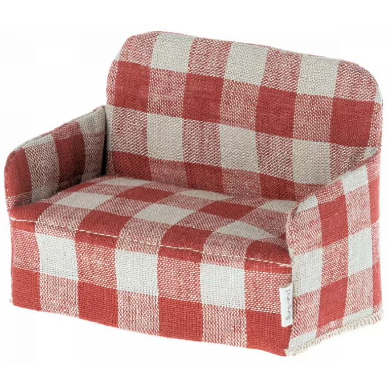 Maileg Maison De Poupee En Bois<Canape A Carreaux Pour Souris - Rouge -