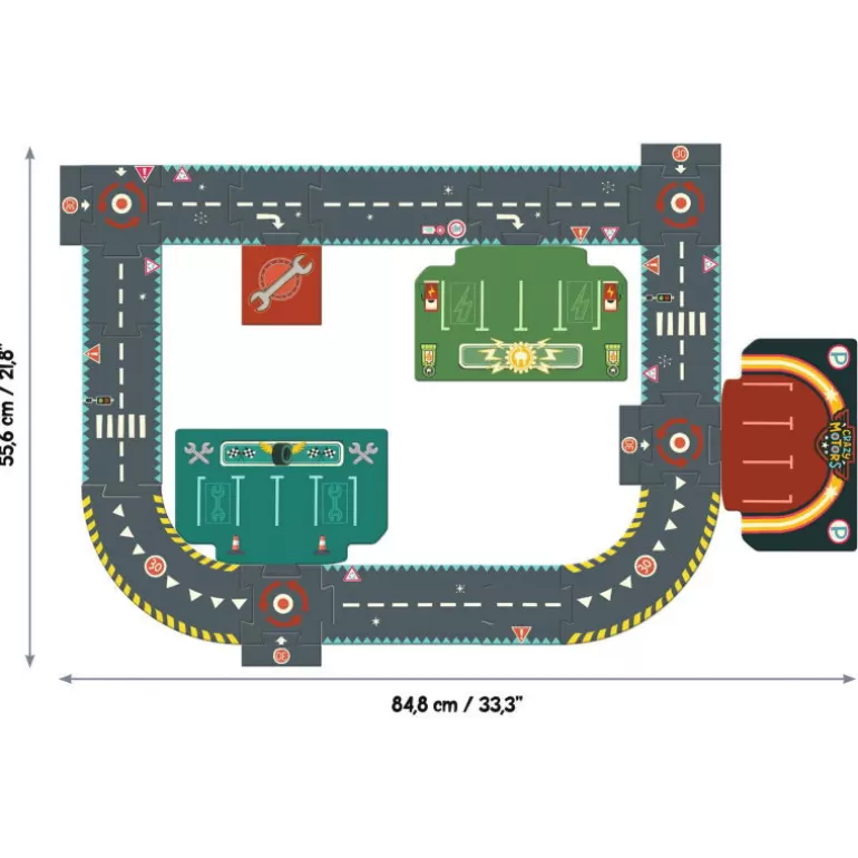 Djeco Puzzle Djeco<Circuit De Routes Geant "City Circuit" Crazy Motors 5497