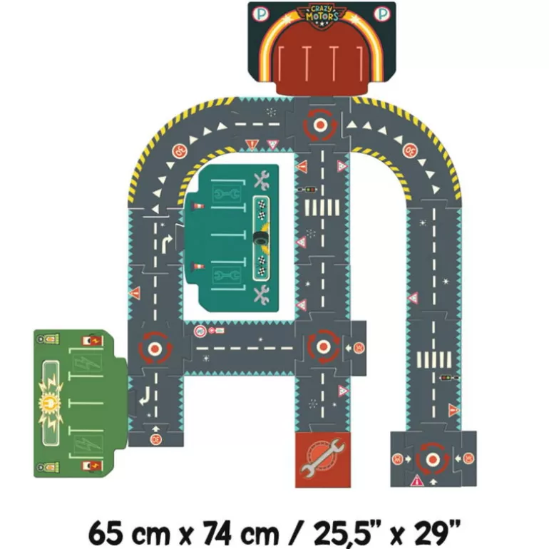 Djeco Puzzle Djeco<Circuit De Routes Geant "City Circuit" Crazy Motors 5497