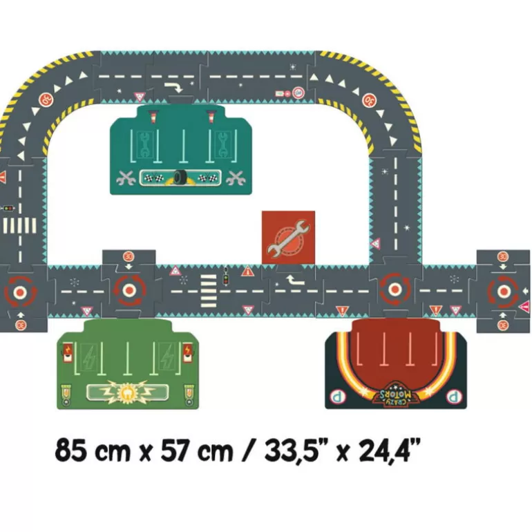 Djeco Puzzle Djeco<Circuit De Routes Geant "City Circuit" Crazy Motors 5497