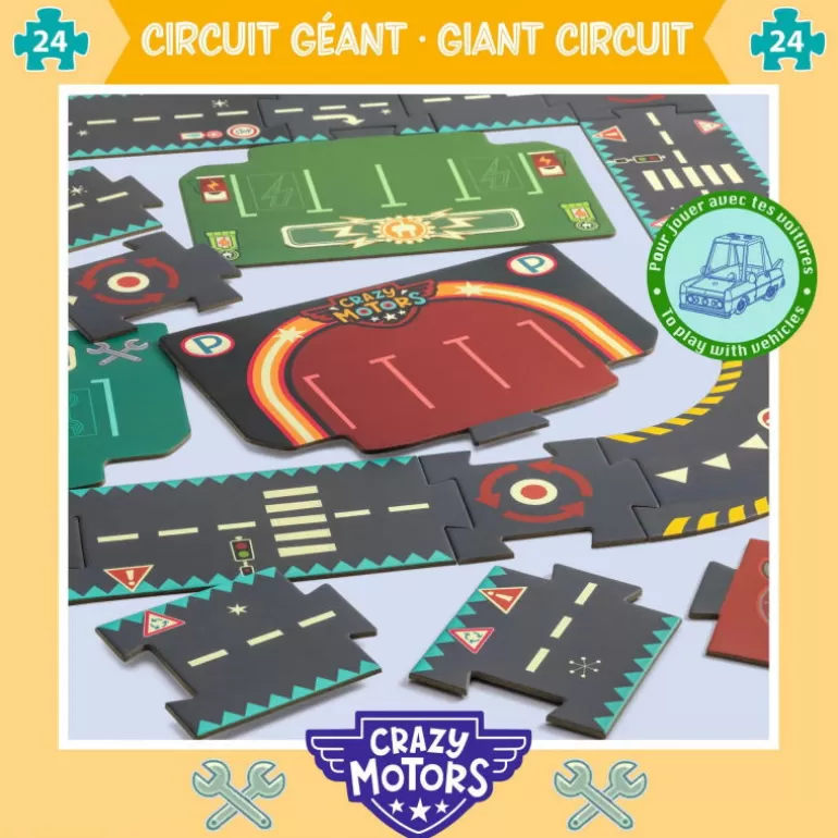 Djeco Puzzle Djeco<Circuit De Routes Geant "City Circuit" Crazy Motors 5497