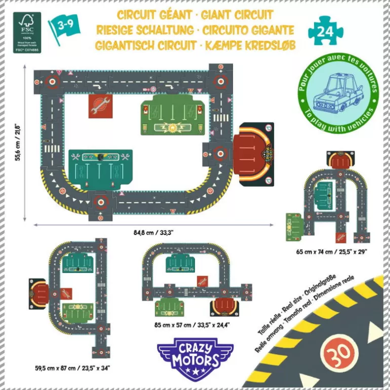 Djeco Puzzle Djeco<Circuit De Routes Geant "City Circuit" Crazy Motors 5497