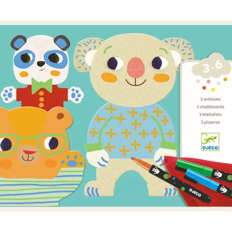 Djeco Dessin, Peinture, Coloriage<Coffret 3 Ardoises Et Craies Liquides "Les Mimis" 8992