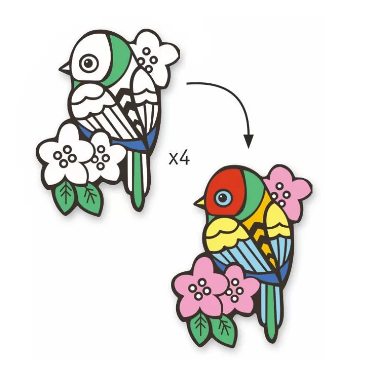 Djeco Dessin, Peinture, Coloriage<Coloriage Velours "Bebes Oiseaux" 9099