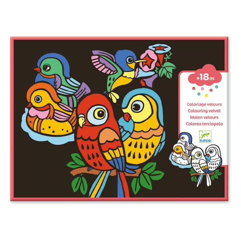 Djeco Dessin, Peinture, Coloriage<Coloriage Velours "Bebes Oiseaux" 9099