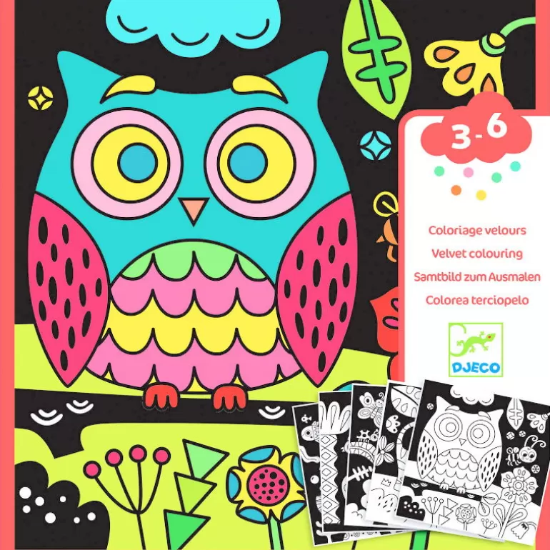 Djeco Dessin, Peinture, Coloriage<Coloriage Velours 'Dans Le Noir, Il Y A...' 9096