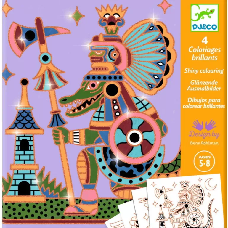 Djeco Dessin, Peinture, Coloriage<Coloriages Brillants "Guerriers Animaux" 9697