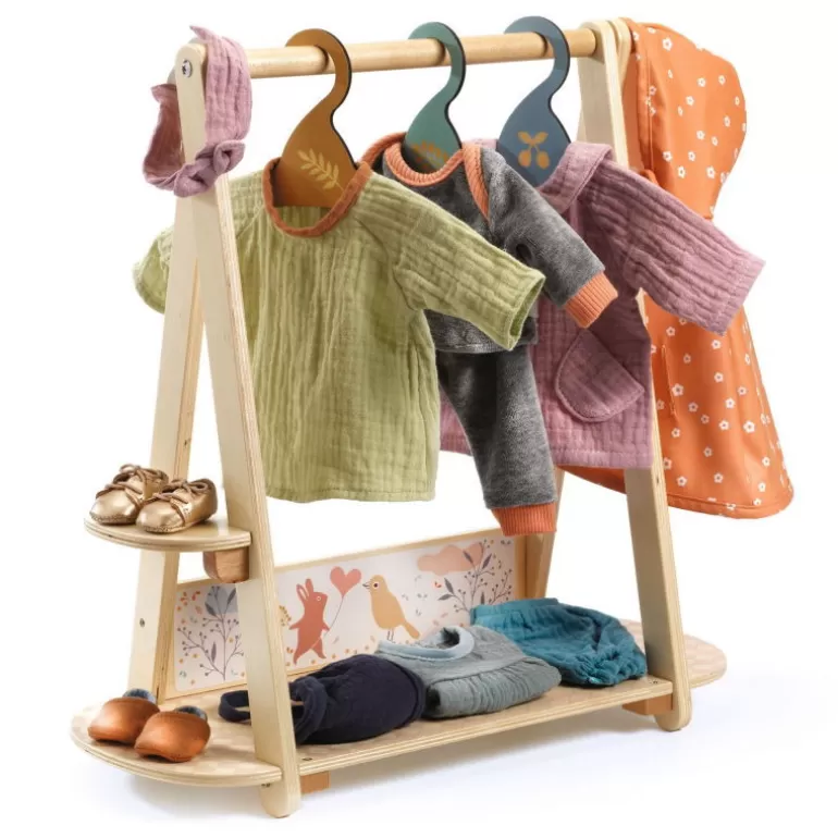 Djeco Poupées, Peluches<Grand Portant Vetements & 3 Cintres, Accessoire Pour Poupee Pomea De 7782