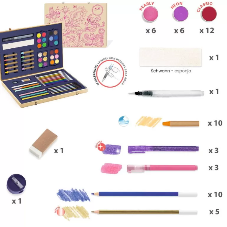 Djeco Feutres Et Gouaches<Grande Boite De Couleurs Etincelantes "Sparkling Box" 9797