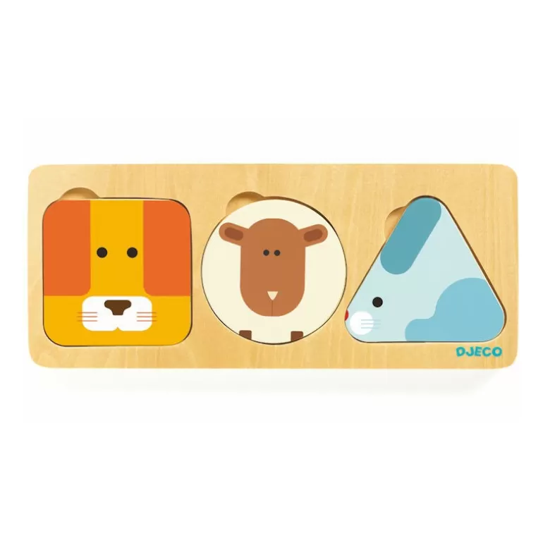 Djeco Puzzle Djeco<Jeu D'Encastrement En Bois A 3 Etages 'Animabasic' 6206