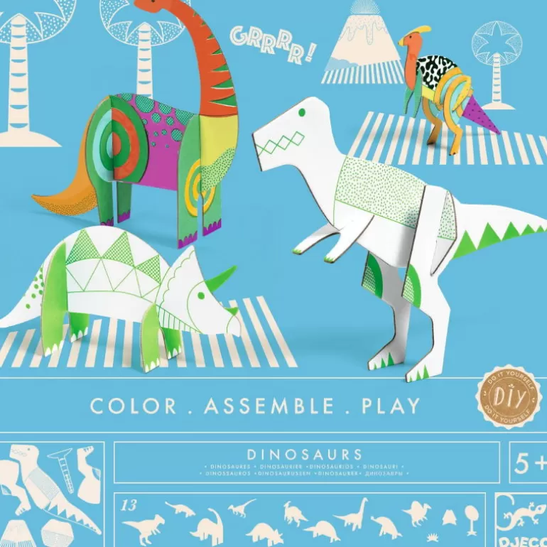 Djeco Paper Toys<Kit Animaux Diy "Dinosaures" 8004 Color. Assemble. Play