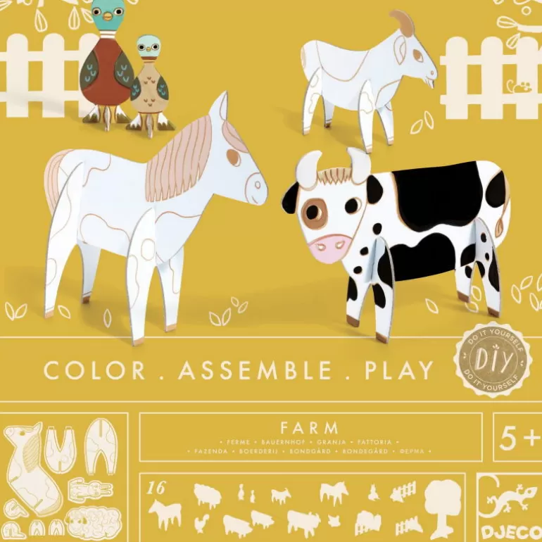Djeco Paper Toys<Kit Animaux Diy "Ferme" 8000 Color. Assemble. Play
