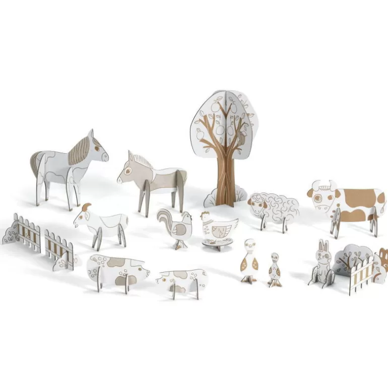Djeco Paper Toys<Kit Animaux Diy "Ferme" 8000 Color. Assemble. Play