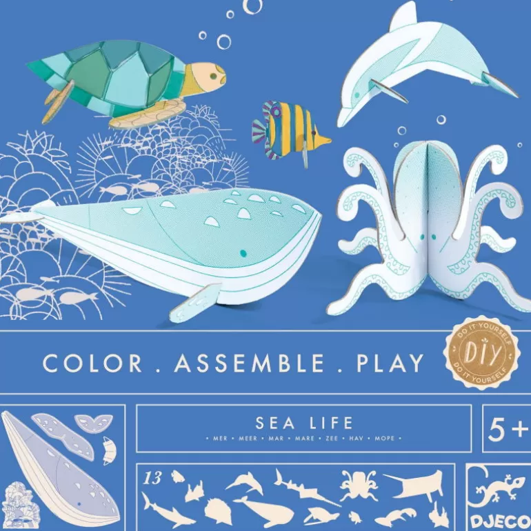 Djeco Paper Toys<Kit Animaux Diy "Mer" 8002 Color. Assemble. Play