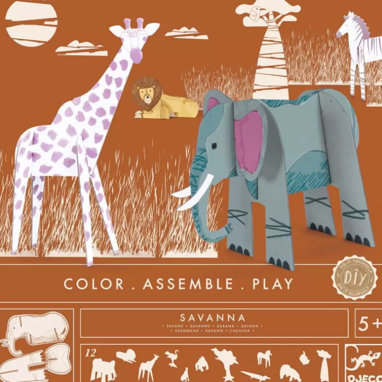 Djeco Paper Toys<Kit Animaux Diy "Savane" 8003 Color. Assemble. Play