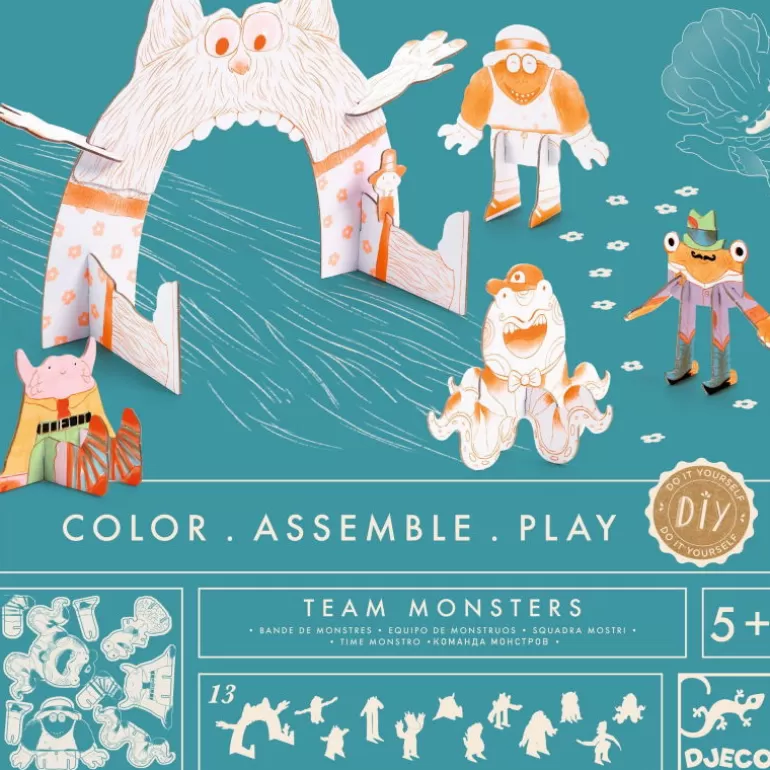 Djeco Paper Toys<Kit Monstres Diy "Team Monsters" 8006 Color. Assemble. Play