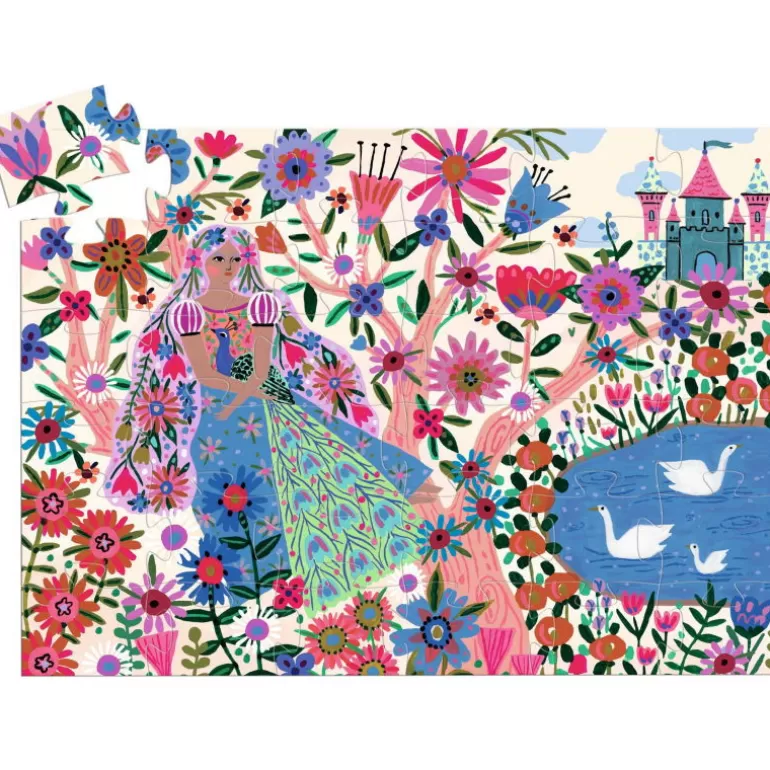 Djeco Puzzle Djeco<La Princesse Et Son Paon, Puzzle 36 Pcs Silhouette 7300