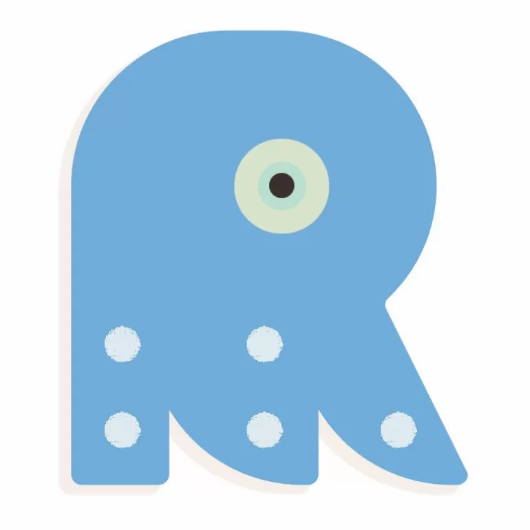 Djeco Décoration Enfants<Lettre R En Bois Animaux Graphiques / Bleu