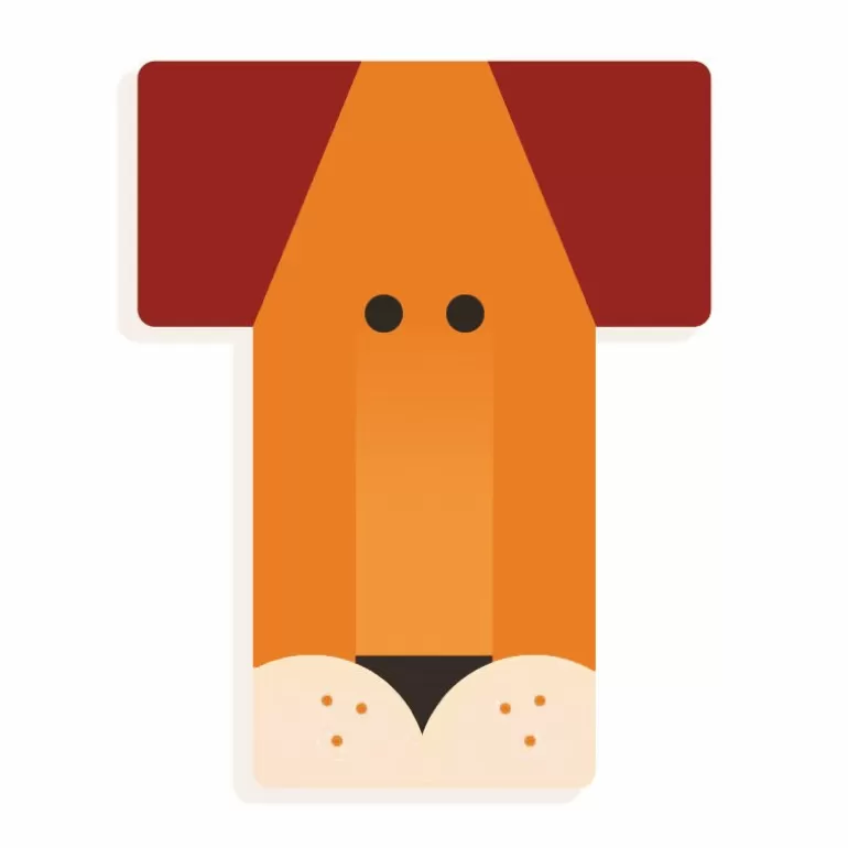 Djeco Décoration Enfants<Lettre T En Bois Animaux Graphiques / Orange Et Rouge Fonce