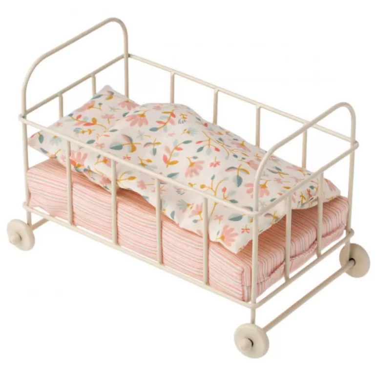Maileg Maison De Poupee En Bois<Lit Bebe En Metal Blanc Pour Souris