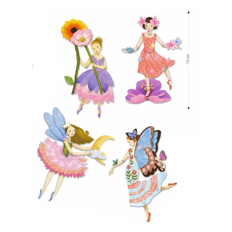 Djeco Bricolage Enfant<Petits Pantins A Colorier "Fees" 9654