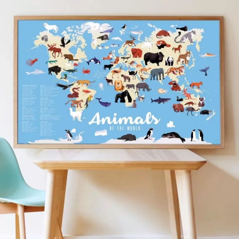 POPPIK Jeux, Puzzles Et Stickers Poppik<Poster En Stickers "Animaux Du Monde"