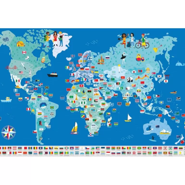 POPPIK Jeux, Puzzles Et Stickers Poppik<Poster En Stickers "Drapeaux Du Monde"