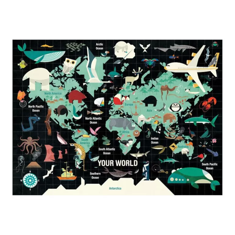 Mudpuppy Puzzles Dès 8 Ans, 500 Pcs Et +<Puzzle 1000 Pcs 'Le Monde'
