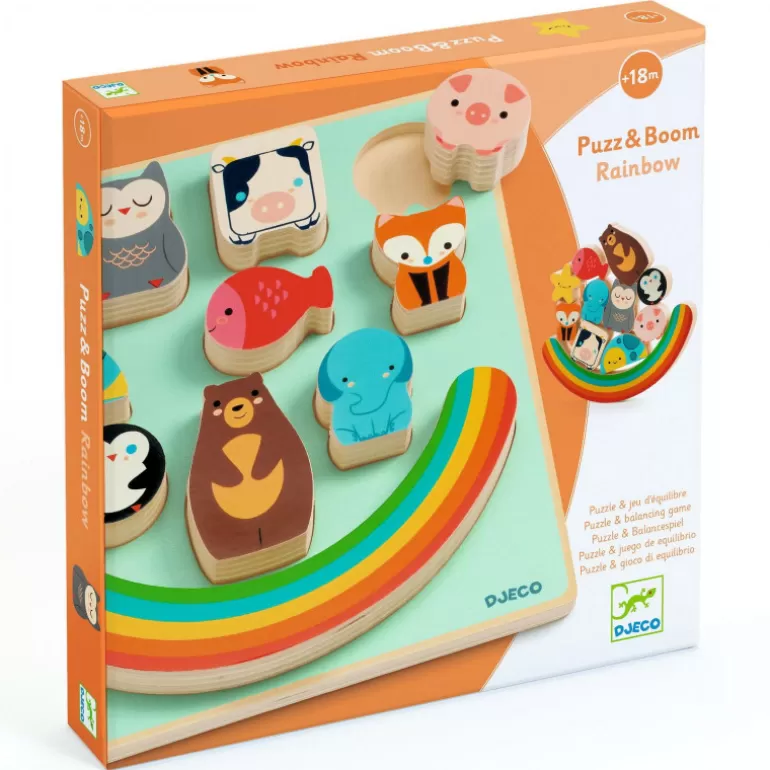 Djeco Puzzle Djeco<Puzzle D'Encastrement Et Jeu D'Equilibre "Puzz & Boom Rainbow" 1076