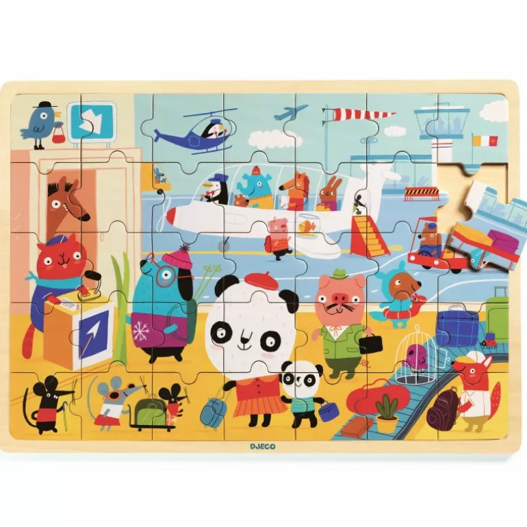 Djeco Puzzle Djeco<Puzzle En Bois 'Puzzlo Aeroport' 35 Pcs 1818