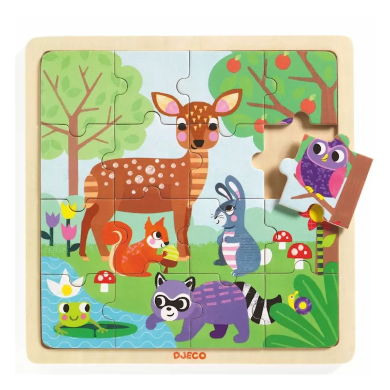 Djeco Puzzle Djeco<Puzzle En Bois 'Puzzlo Foret' 16 Pcs 1812