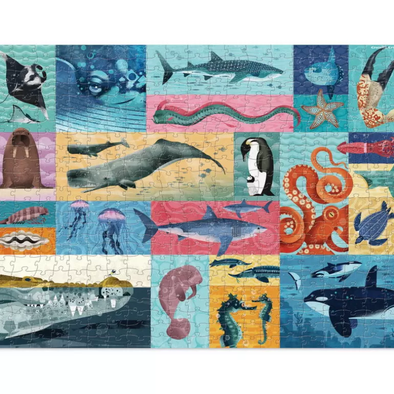 Crocodile Creek Puzzles Dès 8 Ans, 500 Pcs Et +<Puzzle Famille 'Les Geants De La Mer' 500 Pcs