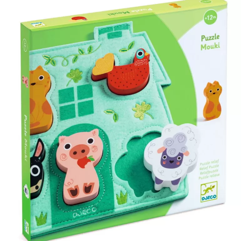 Djeco Puzzle Djeco<Puzzle Mouki, Jeu D'Encastrement En Bois Et Feutrine 1072