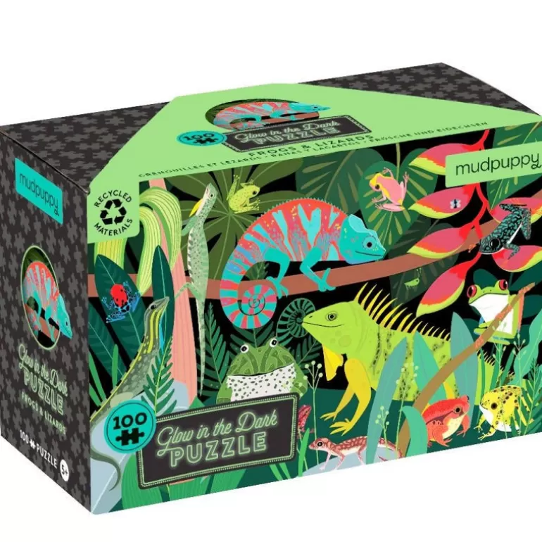 Mudpuppy Puzzles Dès 6 Ans, 100 Pcs<Puzzle Qui Brille Dans Le Noir 'Grenouilles Et Lezards' 100 Pcs