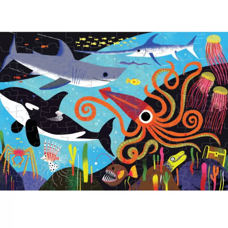 Mudpuppy Puzzles Dès 6 Ans, 100 Pcs<Puzzle Qui Brille Dans Le Noir 'Predateurs Des Mers' 100 Pcs