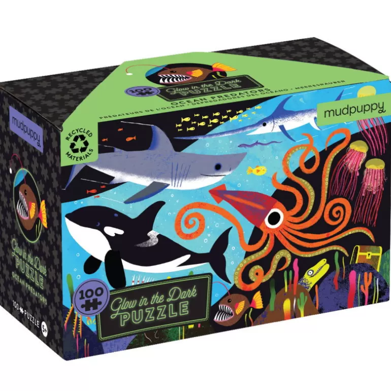 Mudpuppy Puzzles Dès 6 Ans, 100 Pcs<Puzzle Qui Brille Dans Le Noir 'Predateurs Des Mers' 100 Pcs