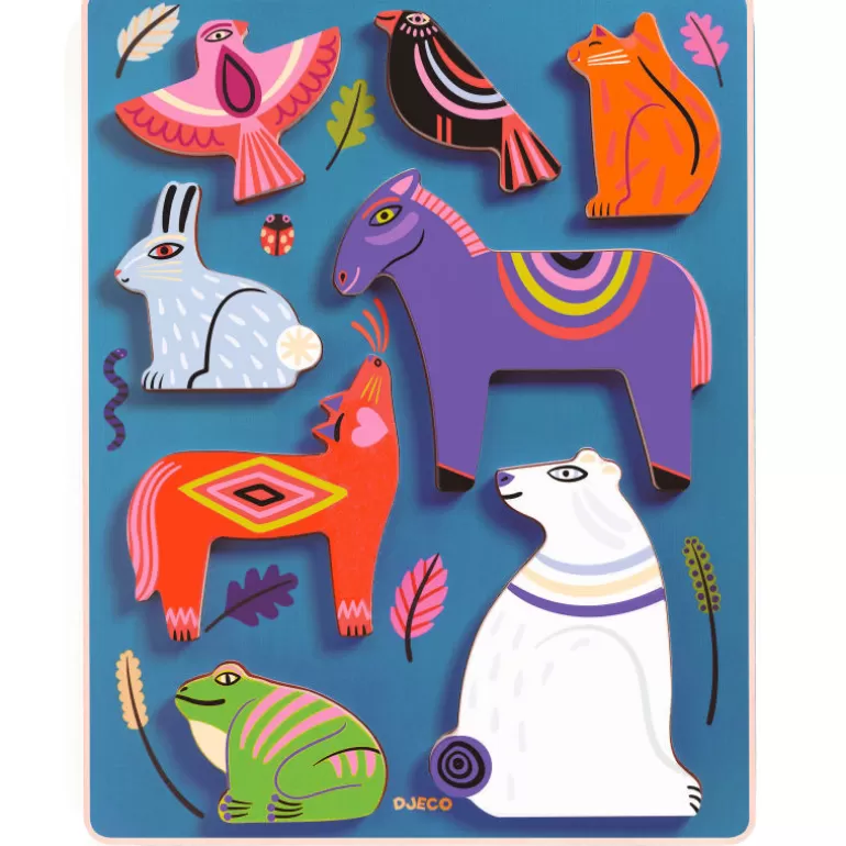 Djeco Puzzle Djeco<Puzzle Relief En Bois Nora & Co, Jeu D'Encastrement 1065